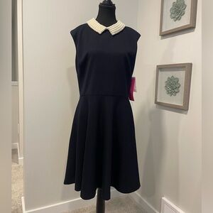Betsey Johnson Navy Dress with Pearl Collar NWT!